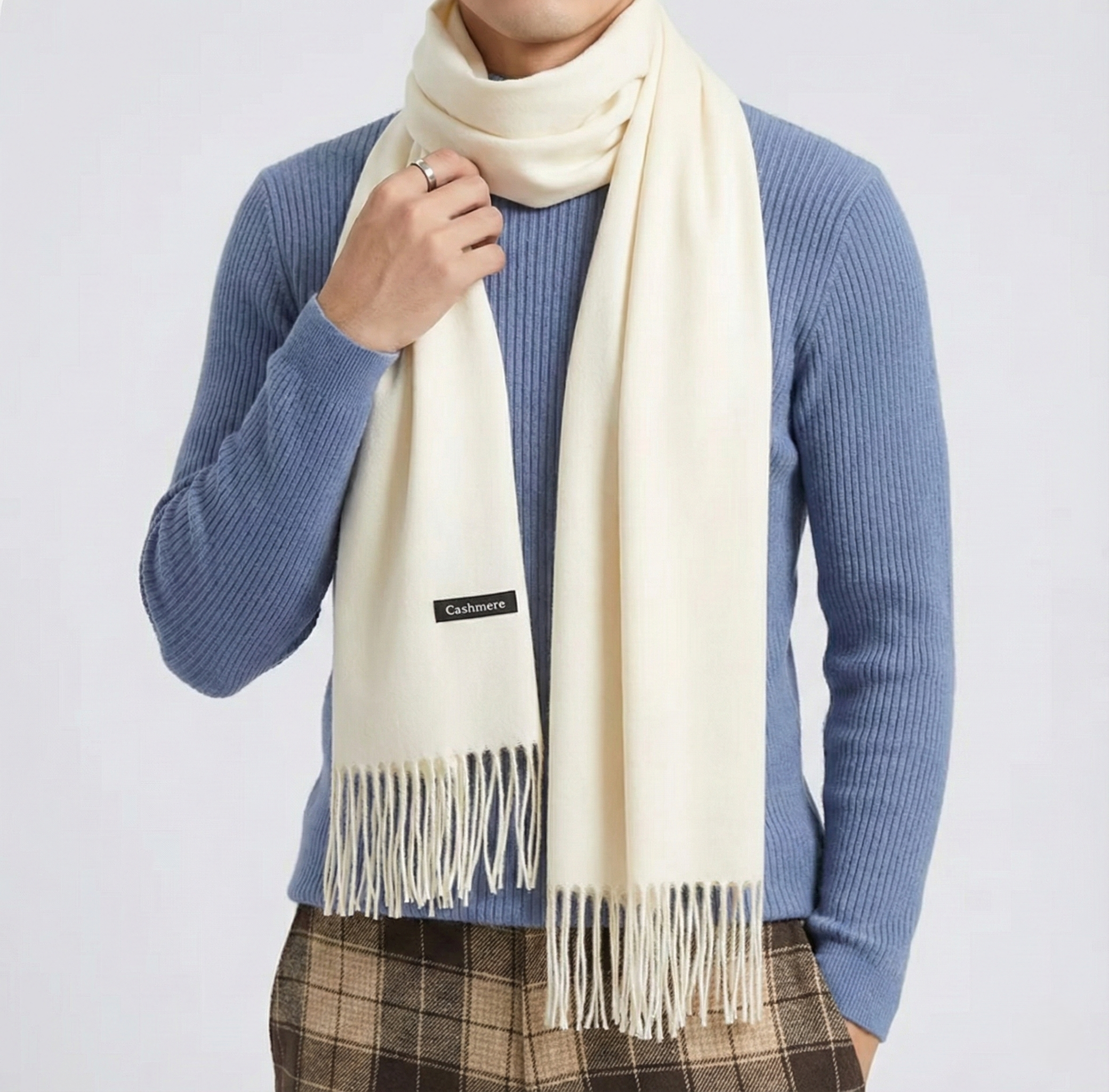 韓系仿羊絨純色頸巾 | 親膚軟糯・情侶同款