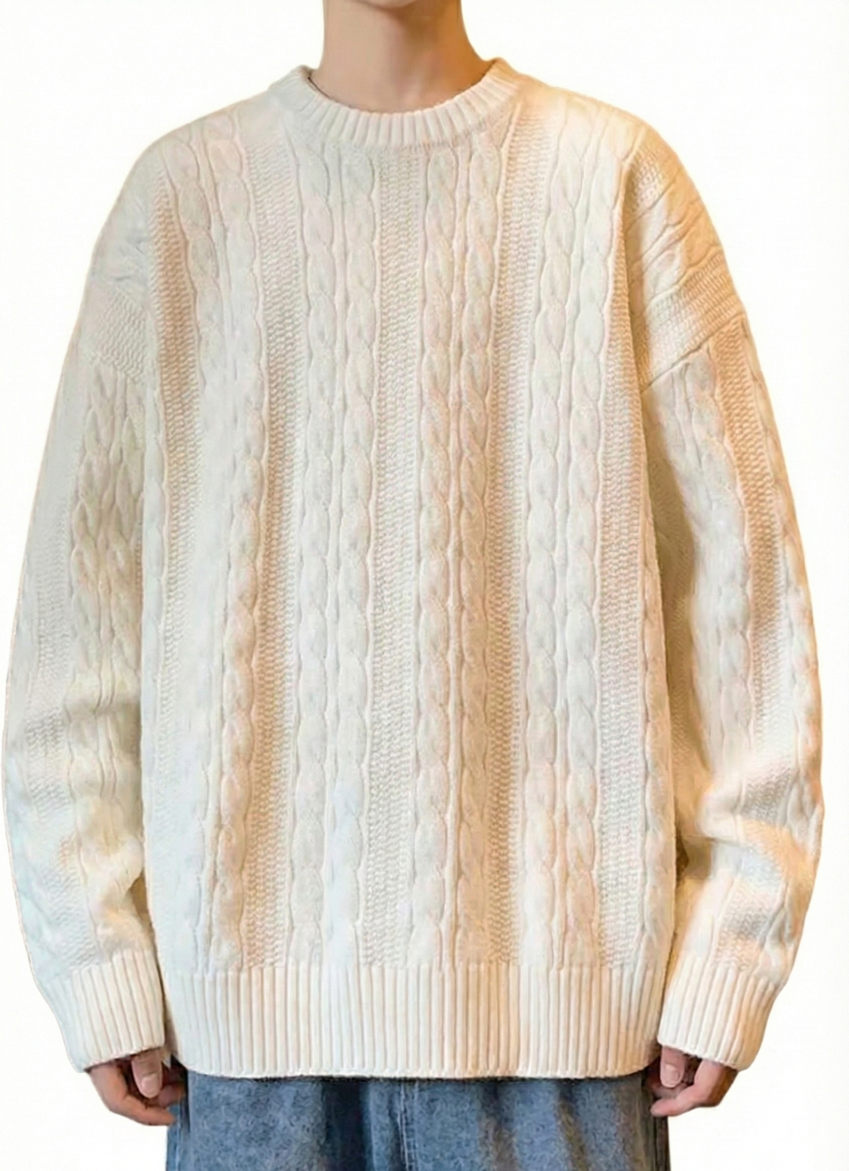 Cleanfit 日系慵懶風麻花冷衫 | 復古扭繩紋理・寬鬆落肩