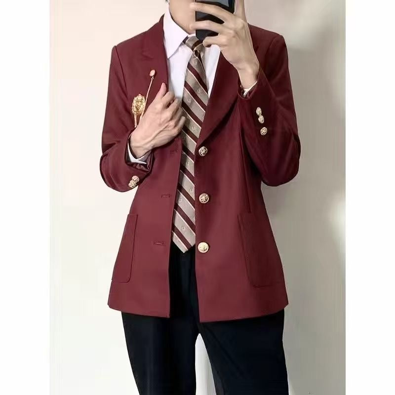 學院風金扣西裝套裝｜男士休閒正裝兩穿 Blazer｜復古英倫學院 Blazer